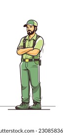 Dibujo de un trabajador de la construcción. fondo blanco. ilustrador vectorial art. obrero de construcción. industria. para logotipos de mascota. 