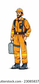A cartoon illustration of a construction worker. white background. vector illustration art. construction worker. industry. for mascot logos. 