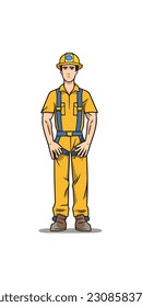 Dibujo de un trabajador de la construcción. fondo blanco. ilustrador vectorial art. obrero de construcción. industria. para logotipos de mascota. 