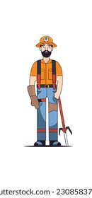 A cartoon illustration of a construction worker. white background. vector illustration art. construction worker. industry. for mascot logos. 