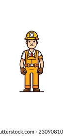 A cartoon illustration of a construction worker. white background. vector illustration art. construction worker. industry. for mascot logos. 