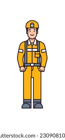 Dibujo de un trabajador de la construcción. fondo blanco. ilustrador vectorial art. obrero de construcción. industria. para logotipos de mascota. 