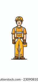 Dibujo de un trabajador de la construcción. fondo blanco. ilustrador vectorial art. obrero de construcción. industria. para logotipos de mascota. 