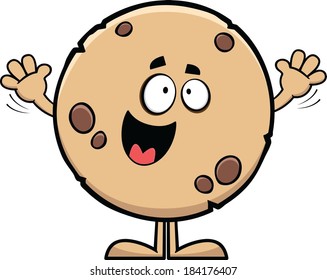 Cartoon illustration of a cookie with a happy expression.