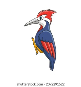 cartoon illustration cool cute happy woodpecker