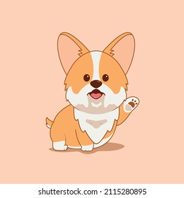 Cartoon illustration of corgi dog cute pose. Vector illustration of corgi dog