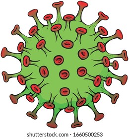 Cartoon illustration Corona Virus a microorganism that makes people sick, COVID-19, H1N1. Ideai for medical and institutional materials