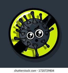 
Cartoon illustration Corona Virus a microorganism that makes people sick, COVID-19, H1N1. Ideai for medical and institutional materials 