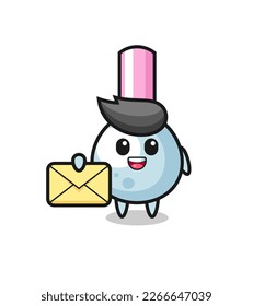 cartoon illustration of cotton bud holding a yellow letter , cute style design for t shirt, sticker, logo element