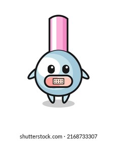 Cartoon Illustration of cotton bud with tape on mouth , cute style design for t shirt, sticker, logo element