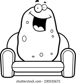 A Cartoon Illustration Of A Couch Potato.