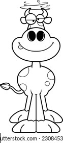 A cartoon illustration of a cow looking drunk.