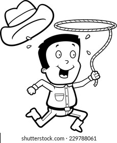 A cartoon illustration of a cowboy with a lasso.