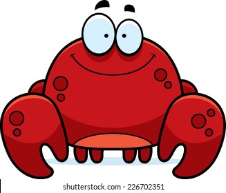 A cartoon illustration of a crab smiling.