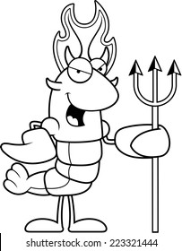 A cartoon illustration of a crawfish dressed as a devil.