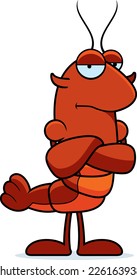 A cartoon illustration of a crawfish looking bored.