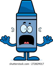 A cartoon illustration of a crayon looking scared.