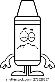 A cartoon illustration of a crayon looking sick.