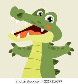 Cartoon Illustration Of A Crocodile