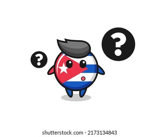 Cartoon Illustration of cuba flag badge with the question mark , cute style design for t shirt, sticker, logo element