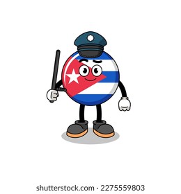 Cartoon Illustration of cuba flag police , character design