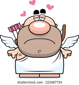 A Cartoon Illustration Of A Cupid With A Sad Expression.