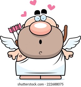 A cartoon illustration of a cupid with a surprised expression.
