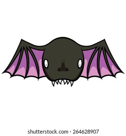 cartoon illustration of curved alien bat