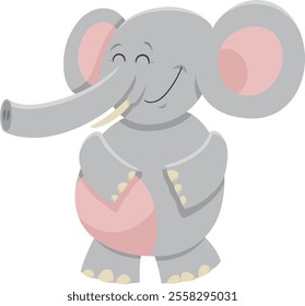 Cartoon illustration of cute African elephant wild animal character