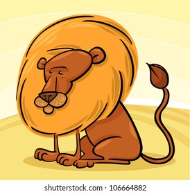 Cartoon Illustration of Cute African Lion Character