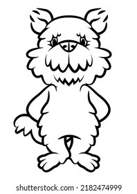 Cartoon illustration of Cute Airedale Terrier Dog standing, best for sticker, mascot, and coloring book with animal themes for Kids