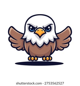 Cartoon Illustration of a Cute and Angry Eagle Mascot Character
