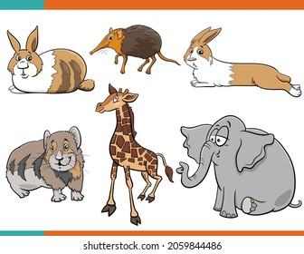 Cartoon illustration of cute animals comic characters set