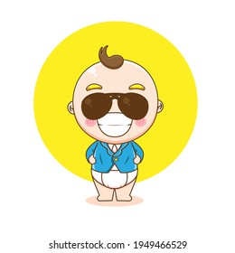 Cartoon Illustration Of Cute Baby Boy Character As A Boss