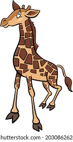 Cartoon illustration of cute baby giraffe comic animal character