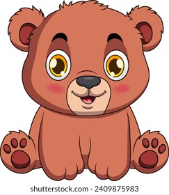 Ilustración de caricatura de un oso lindo sonriendo