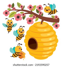 Cartoon Illustration Of Cute Bees