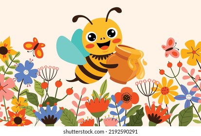 Cartoon Illustration Of Cute Bees