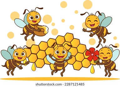 Cartoon Illustration Of Cute Bees