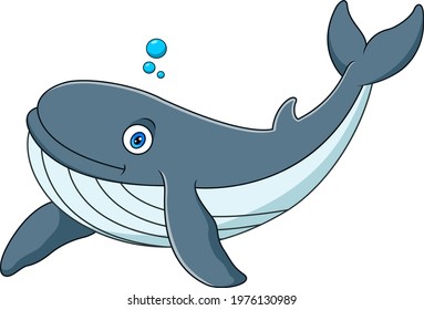 Cartoon Illustration Cute Big Blue Whale Stock Vector (Royalty Free ...