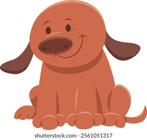 Cartoon illustration of cute brown dog or puppy animal character