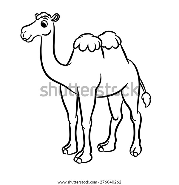 Cartoon illustration of cute camel\
outlined. Vector\
illustration.