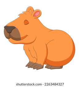 Cartoon illustration of a cute capybara relaxing