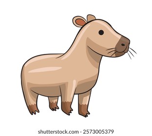 Cartoon illustration of a cute capybara. This is a typical animal from South America.