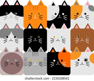 Dibujo de dibujos animados de gatos lindos y personajes gatitos. Conjunto de gatos de carácter lindo, colección de animales de compañía. El vector del gato engendra una ilustración de conjunto de animales de compañía lindos. Diferente tipo de gatos vectoriales.