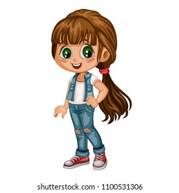 Little Girl Wearing Jeans Stock Illustrations Images Vectors Shutterstock