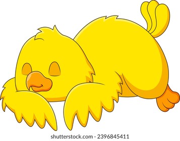 Cartoon illustration of a cute chick sleeping