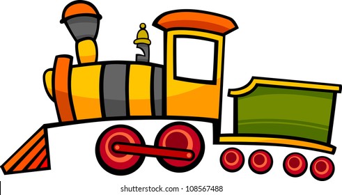 cartoon illustration of cute colorful steam engine locomotive or train