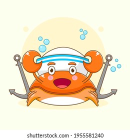 Cartoon illustration of cute crab character