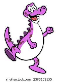 Cartoon illustration of Cute Dinosaur baby playing and dancing. Best for sticker, logo, and mascot with pre school educational themes